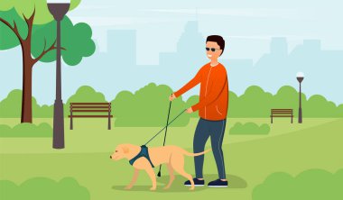Parkta yürüyen kör bir adam