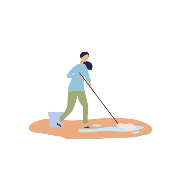 08 Femme nettoyant le sol — Image vectorielle