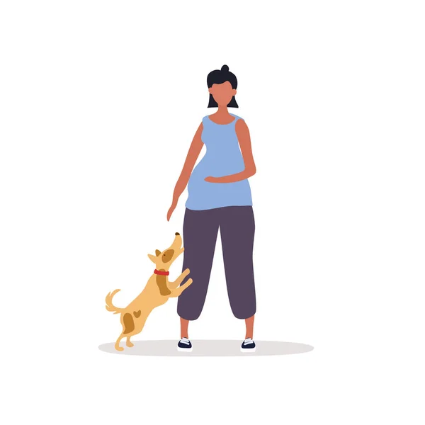 犬を持つ妊婦 — ストックベクタ