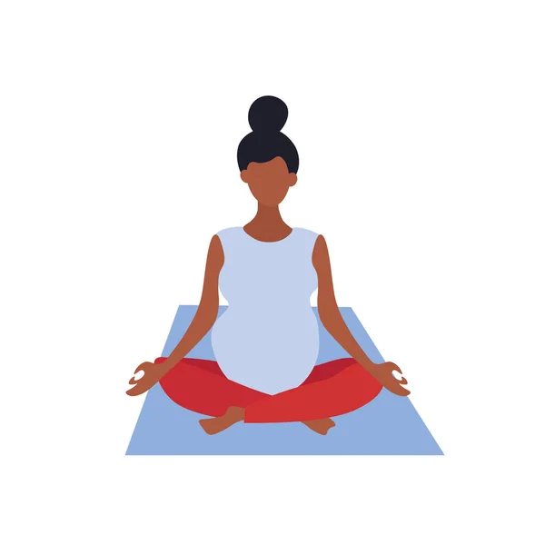 Eine schwangere Frau sitzt in der Lotusstellung — Stockvektor