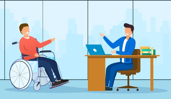 Homem com deficiência na entrevista de emprego no escritório — Vetor de Stock