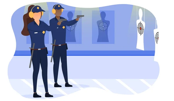 Εκπαίδευση Αστυνομικών Σκοποβολή σε απόσταση βολής — Διανυσματικό Αρχείο