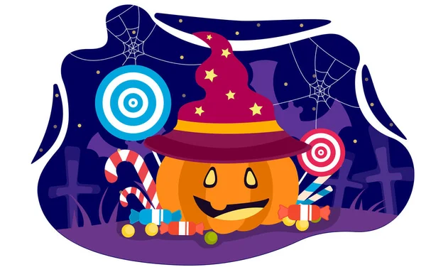 Truco de Halloween o tratar plantilla de cartel de fiesta — Vector de stock