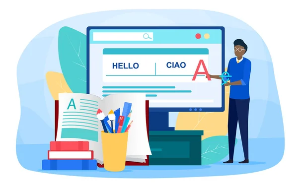Traductor y servicio de traducción en línea — Archivo Imágenes Vectoriales
