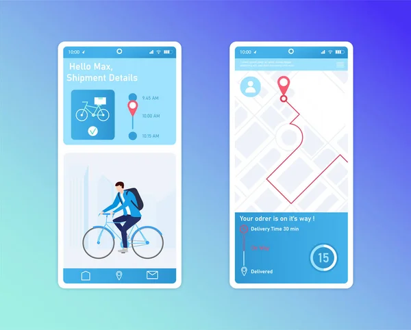 Design de aplicativo móvel para serviço de rastreamento de entrega — Vetor de Stock