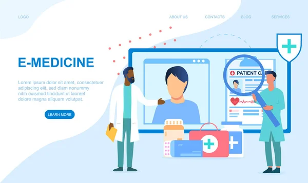 Begreppet online-medicin, E-medicin — Stock vektor