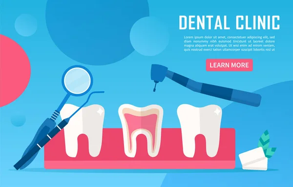 Diş sağlığı kliniği kavramı — Stok Vektör