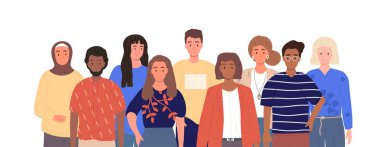 Bir grup çok ırklı insan takımı.