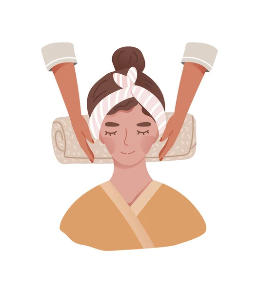 Masażysta robi masaż twarzy kobiecie — Wektor stockowy