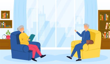 Yaşlı çift dinleniyor, evde boş vakitleri var.