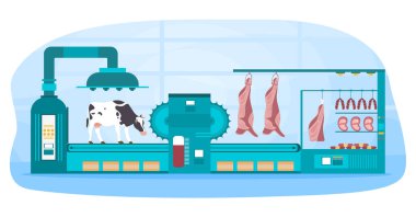Automated meat production process clipart