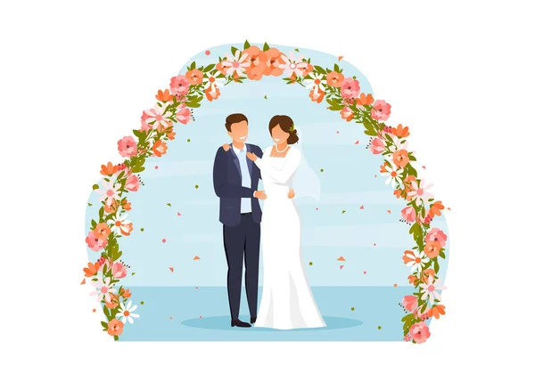 Couple de mariage mignon de mariée et marié — Image vectorielle