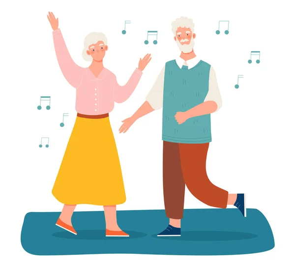 Elderly couple dancing together — Stock Vector