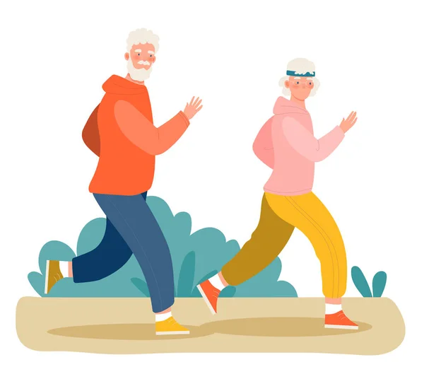 Äldre par springer tillsammans — Stock vektor