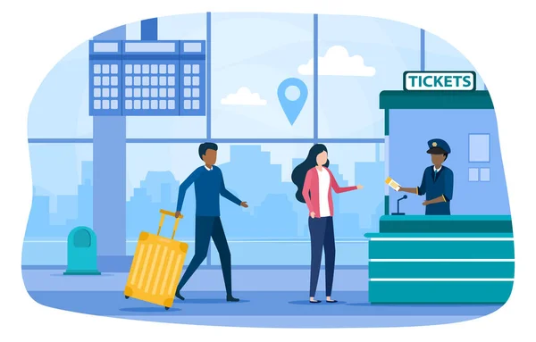 Vire para comprar bilhete para o transporte público — Vetor de Stock