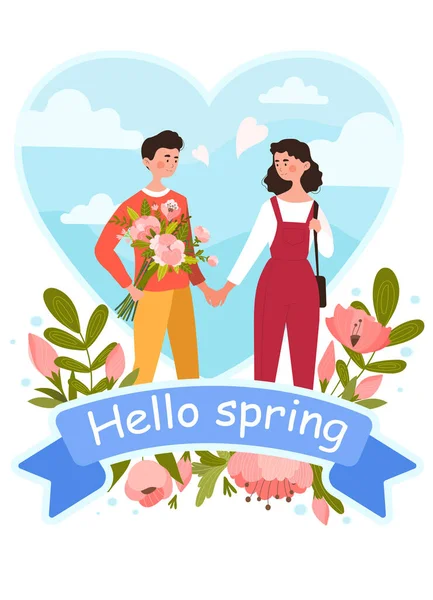 Hello spring text, concept — Stock Vector