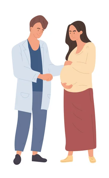 Беременная женщина к врачу-мужчине — стоковый вектор
