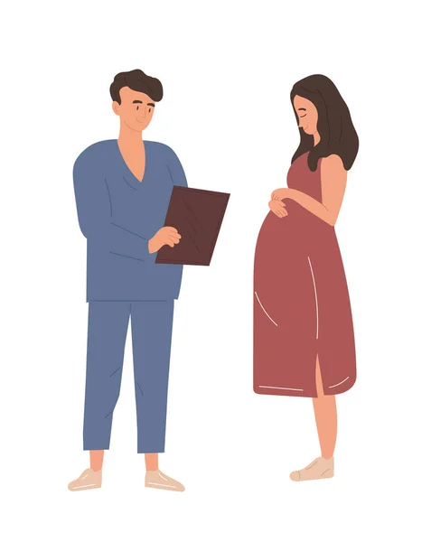 Donna incinta in visita medico maschile — Vettoriale Stock