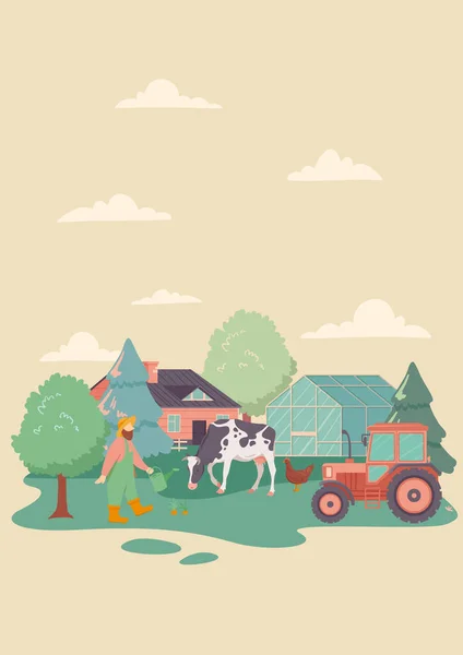 Çiftlikteki Kafkasyalı çiftçi — Stok Vektör
