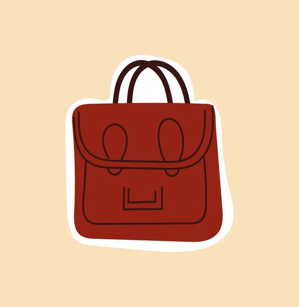 Κόκκινο περίγραμμα unisex δερμάτινη τσάντα σε μπεζ φόντο — Διανυσματικό Αρχείο