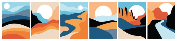 Abstract landscape poster collection — 스톡 벡터