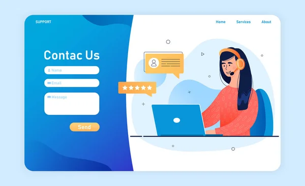 Contact us Form template for website, landing page — Stock Vector
