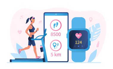Fitness uygulaması ve Smartwatch uygulama teknolojisi kavramı