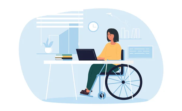 Disabled woman working — Stock Vector