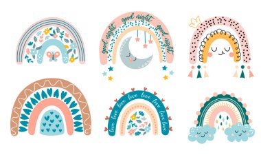 Çocuklar için sevimli gökkuşağı seti