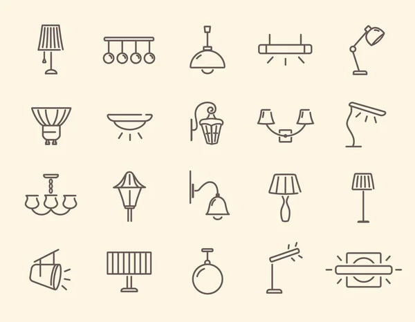 Conjunto simple de iconos de línea vectorial lámparas — Archivo Imágenes Vectoriales