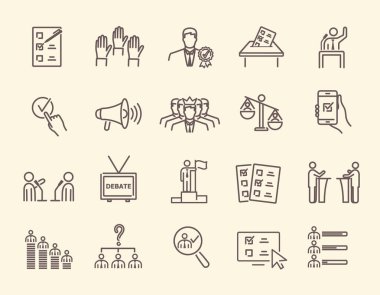 Voting and election icons set clipart