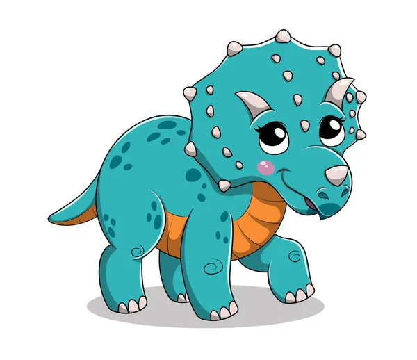 Divertidos dibujos animados aislado bebé Triceratops dinosaurio. — Vector de stock