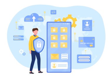 Verilerini koruyan erkek karakter