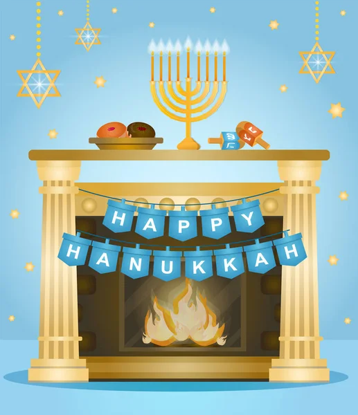 Tarjeta festiva feliz hanukkah — Archivo Imágenes Vectoriales
