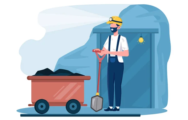 Personagem masculino em geral é mineração de carvão —  Vetores de Stock