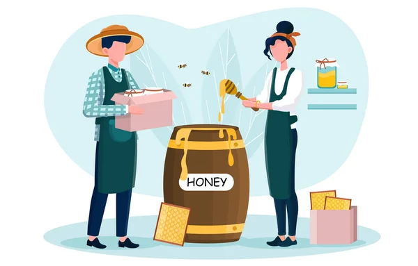 Honey production concept — Stock Vector