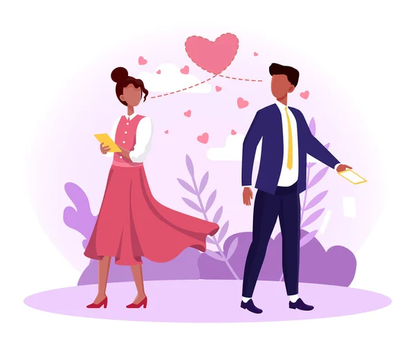 Man and woman falling in love at first sight — Stock Vector