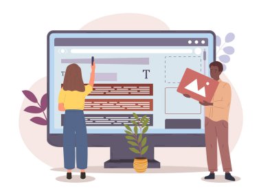 Erkek ve kadın karakterler web sitesi kuruyor