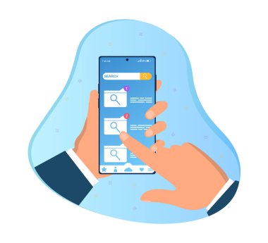 El dizin araması ile akıllı telefonu tutuyor