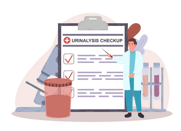 Male doctor in uniform making urinalysis checkup — Stock Illustration Male doctor in uniform making urinalysis checkup Stock Illustration