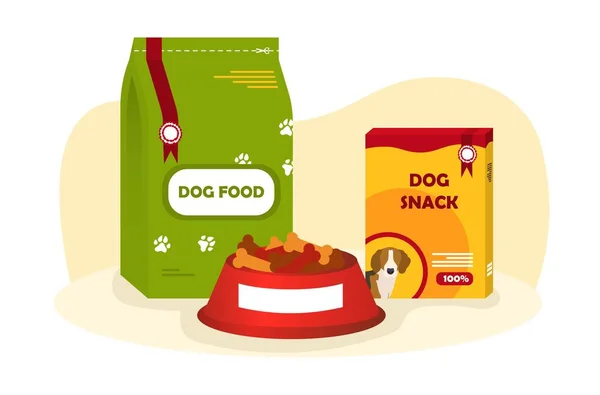 さまざまな犬の食べ物のパック — ストックベクタ