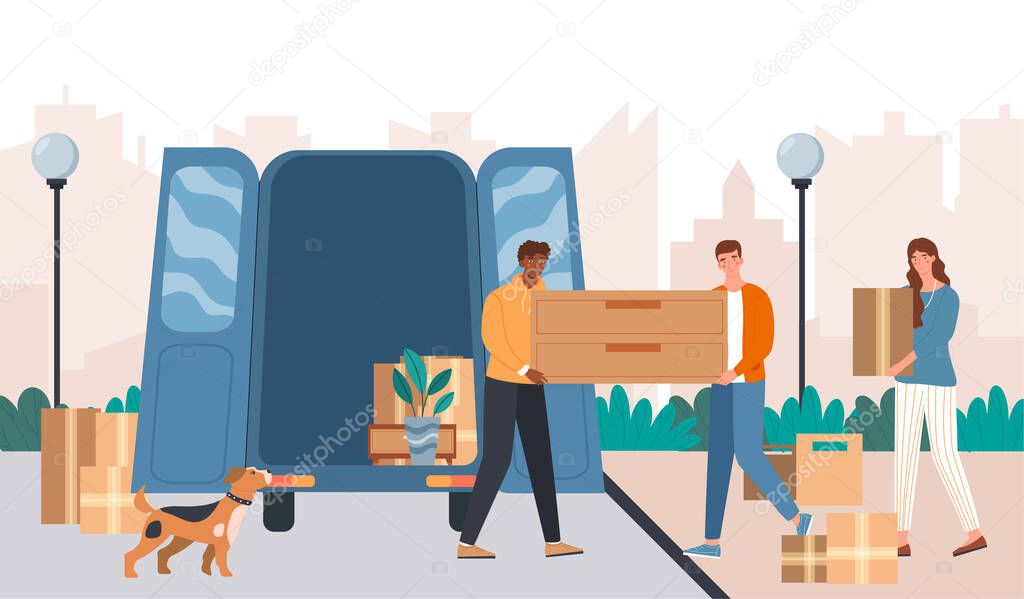Friends are helping to transport furniture to new home