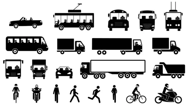 Знаки дорожного транспорта и транспорта — стоковый вектор