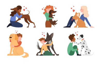 Çocuklar köpek evcil hayvanlarına sarılıyor.