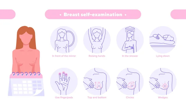 乳房自己検査 — ストックベクタ