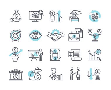 Financial management outline icons clipart