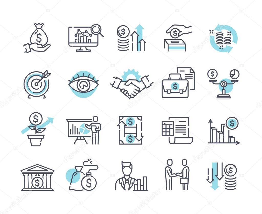 Financial management outline icons