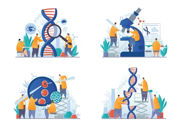 DNA 와 유전 과학 연구 개념 — 스톡 벡터