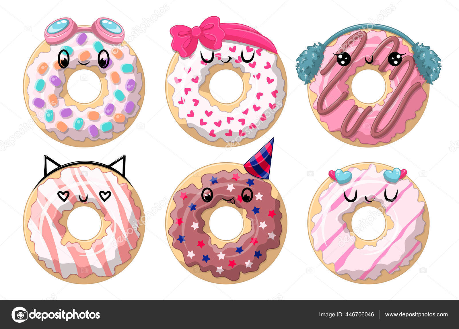 Different funny donuts Stock Vector Image by ©mentalmind #446706046