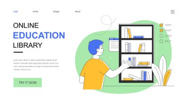 Çevrimiçi eğitim ve e-kütüphane soyut kavramı